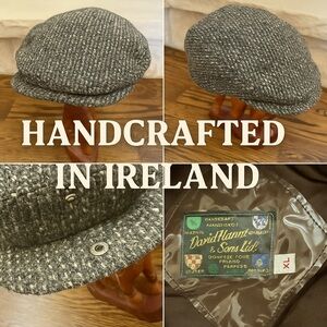 David Hanna & Sons Donegal Tweed Flat Cap XL - Handcrafted in Ireland
